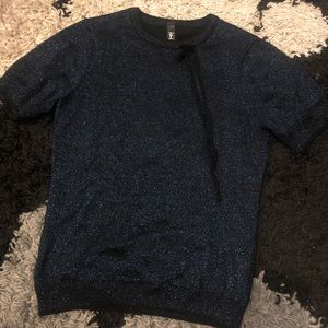 Cute Adam Selman Dark Blue Short sleeve sweater
